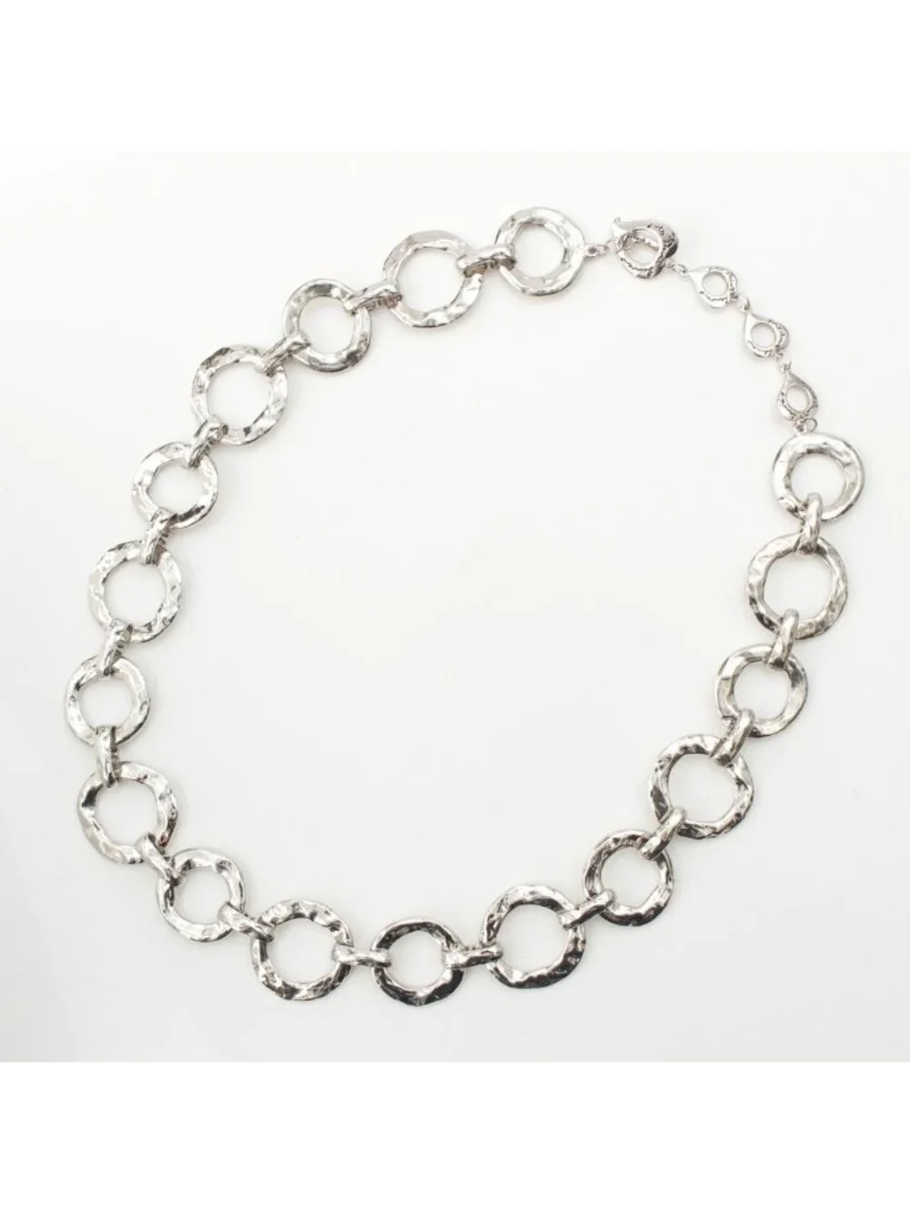 Saint Laurent Vintage Circle Heart Necklace Silver